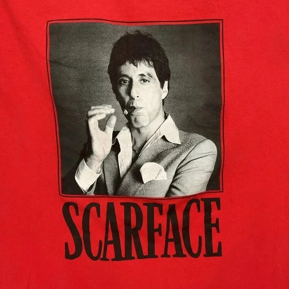 SCARFACE Shirt Tony Montana Men's 4X Red‎ Graphic T Shirt Famous Gangster Tee